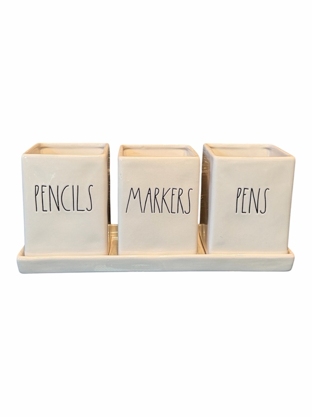 Rae Dunn PENCILS PENS MARKERS holder 4 piece set Office Desk Tray RTF